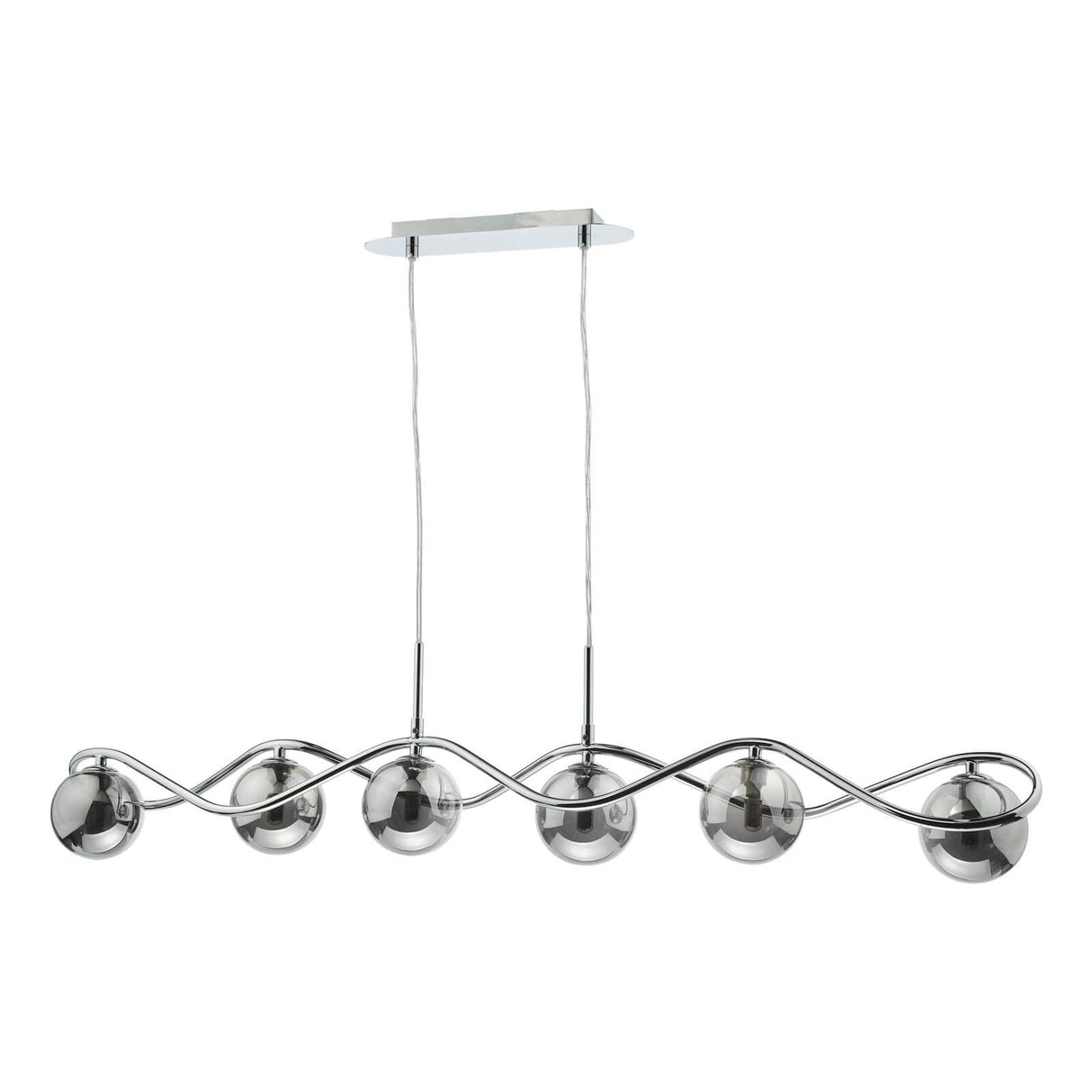 Lysandra 6 Light Bar Pendant Polished Chrome and Smoked Glass