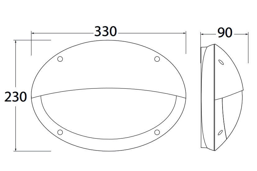 Maddi HL E27 (No Lamp), Eyelid Bulkhead, Black/Opal