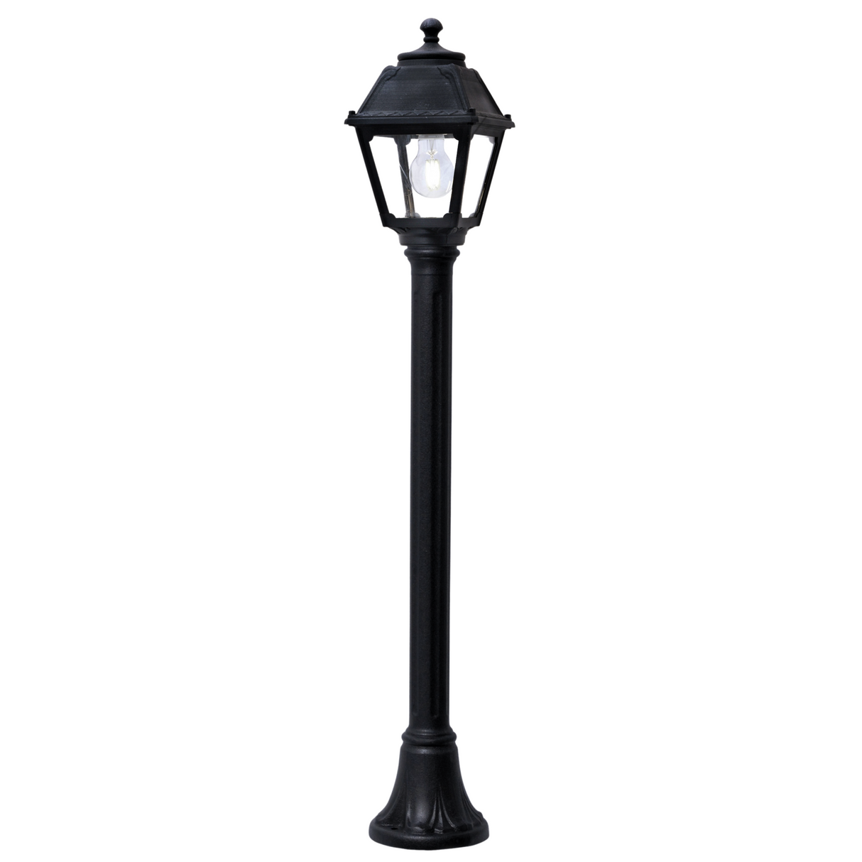 Mary Mizar E27 (No Lamp), Classic Post Lantern, Black/Clear