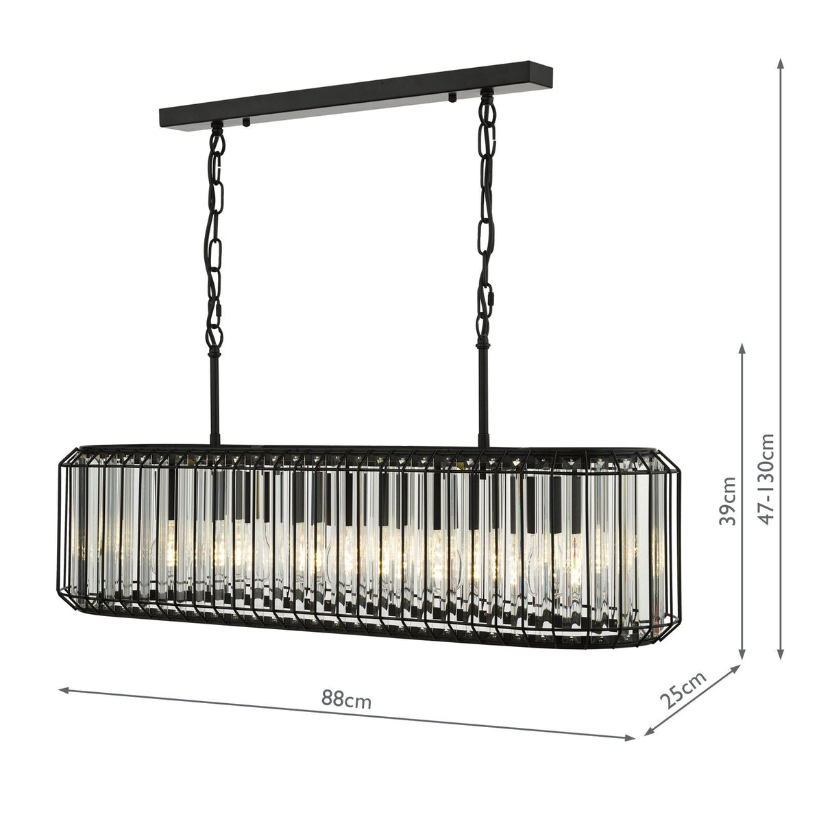 Naeva 5 Light Pendant Matt Black and Crystal