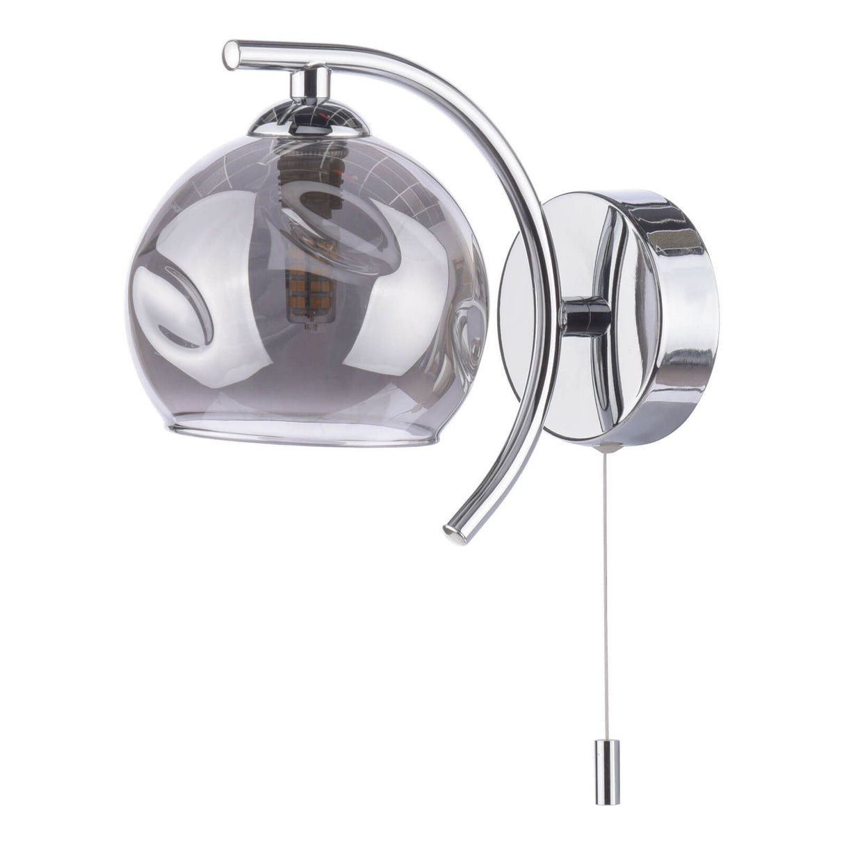 Nakita Wall Light Polished Chrome With Organic Smoked Glass