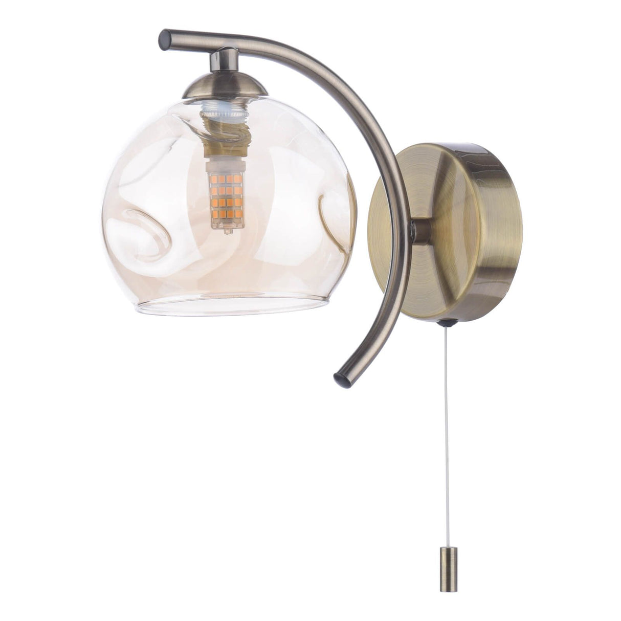 Nakita Wall Light Antique Brass With Organic Amber Glass