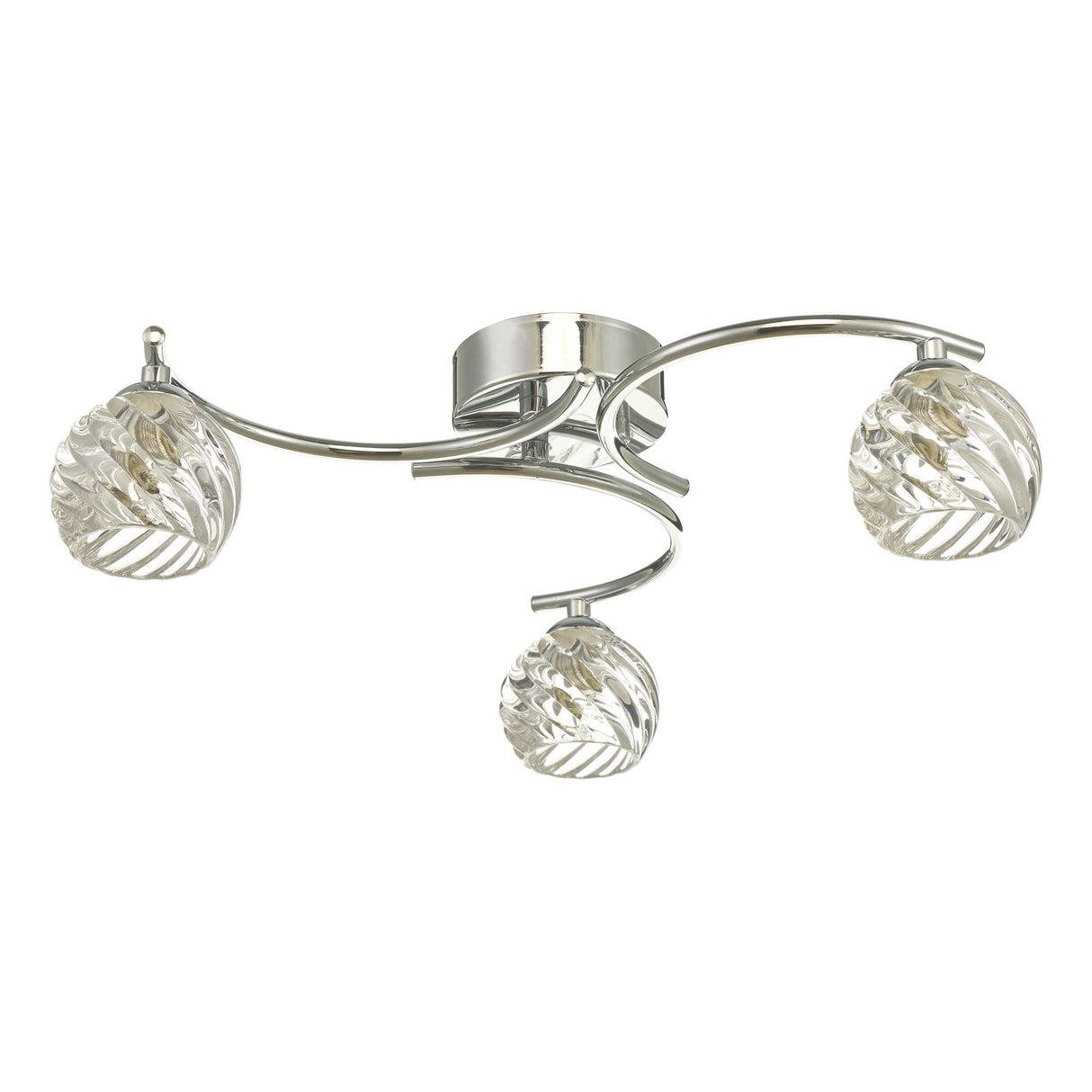 Nakita 3 Light Semi Flush Polished Chrome With Twisted Open Glass