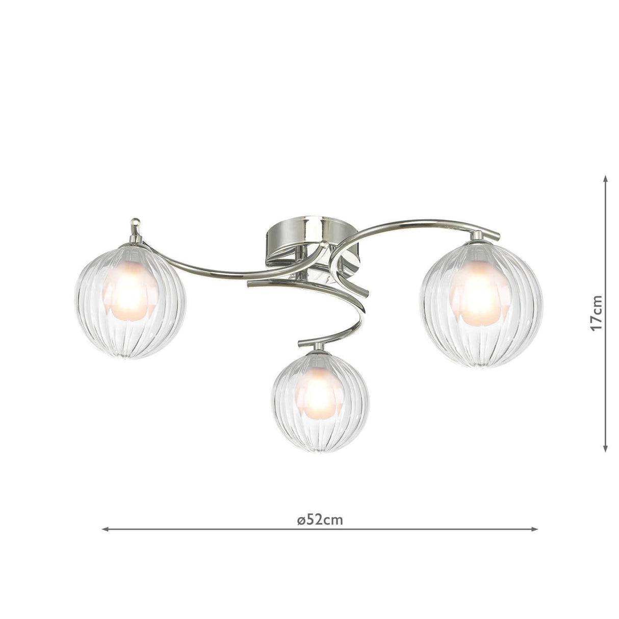 Nakita 3 Light Semi Flush Polished Chrome With Clear/Opal Glass