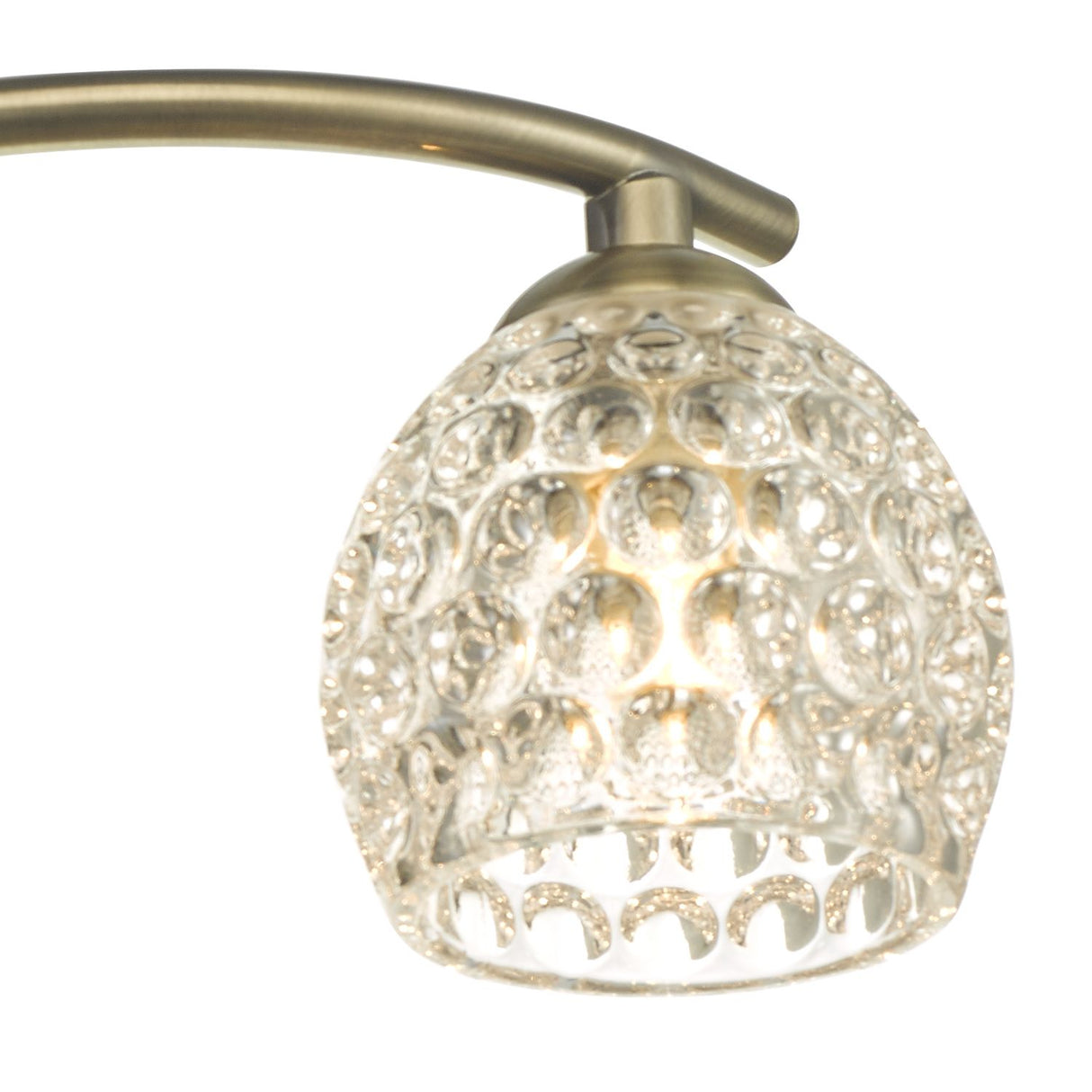 Nakita 3 Light Semi Flush Antique Brass With Dimpled Open Glass