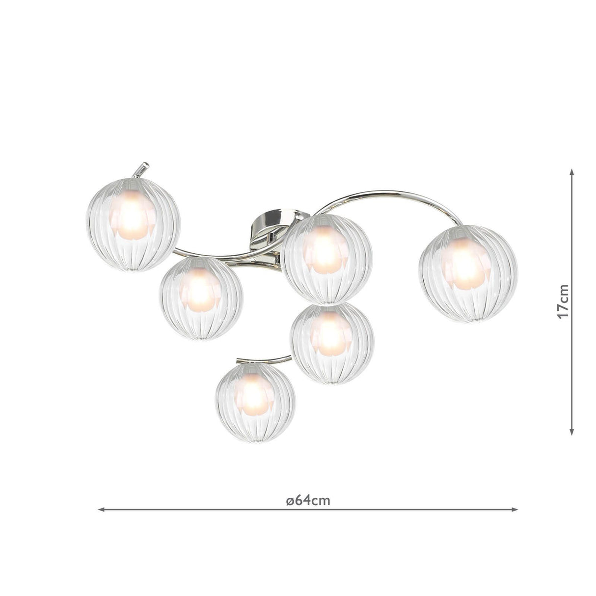 Nakita 6lt Semi Flush Polished Chrome With Clear/Opal Glass