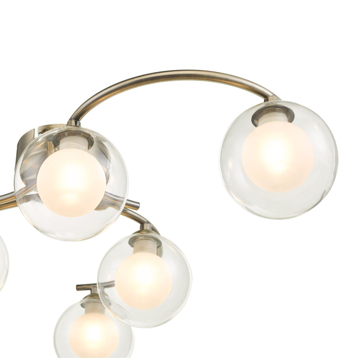 Nakita 6 Light Semi Flush Antique Brass With Clear/Opal Glass
