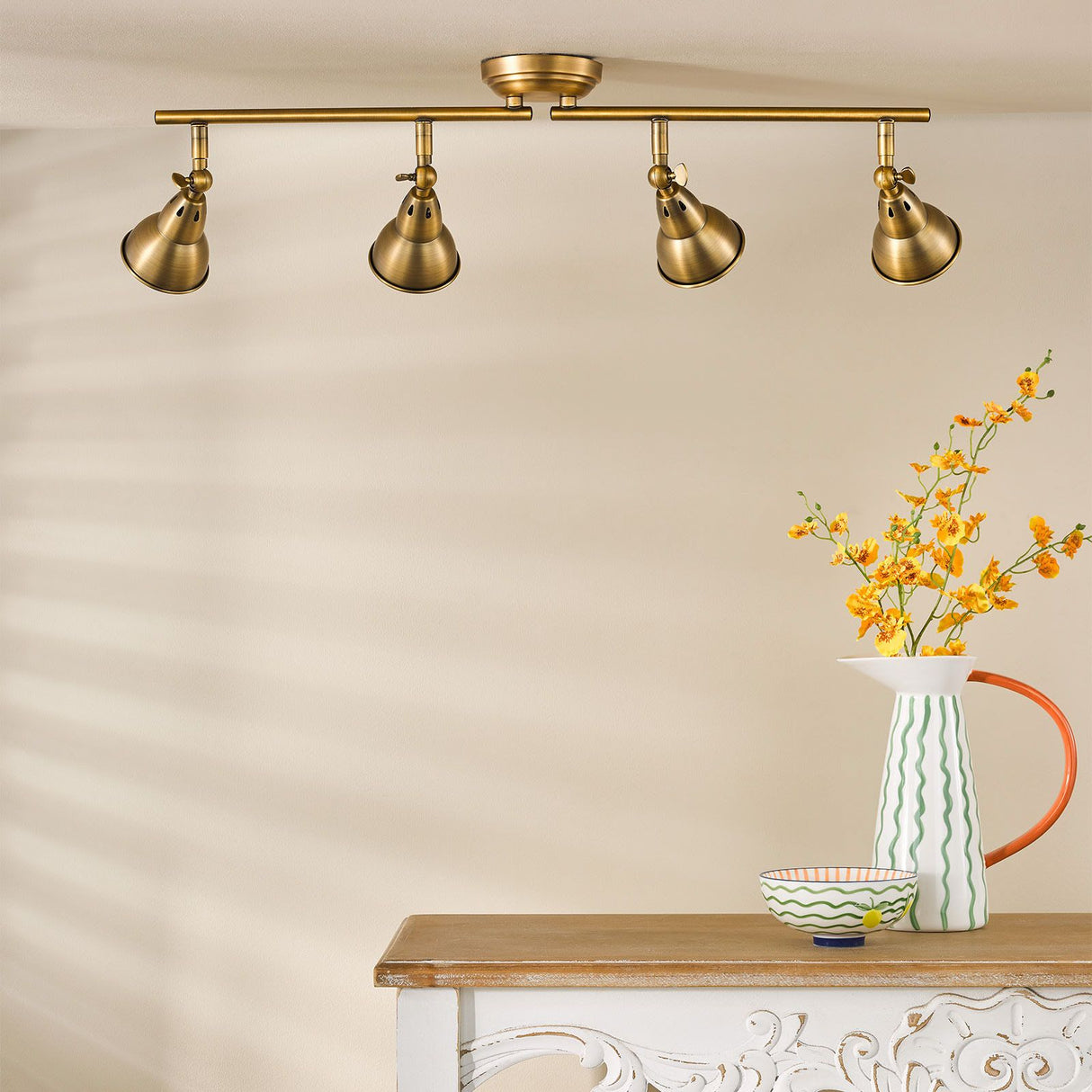 Nathaniel 4 Light Bar Spotlight Aged Brass