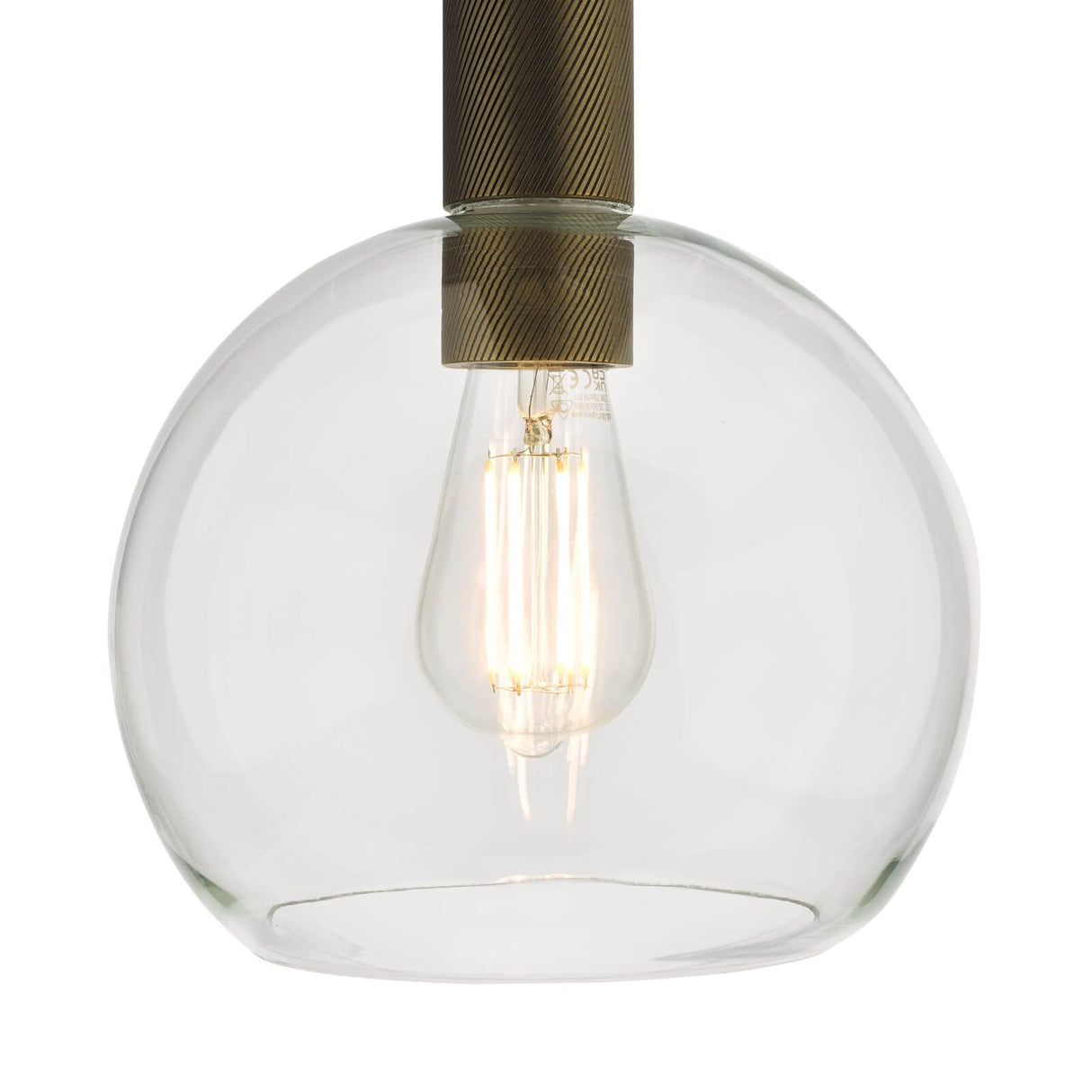 Nikolas Pendant Natural Solid Brass Round Clear Glass