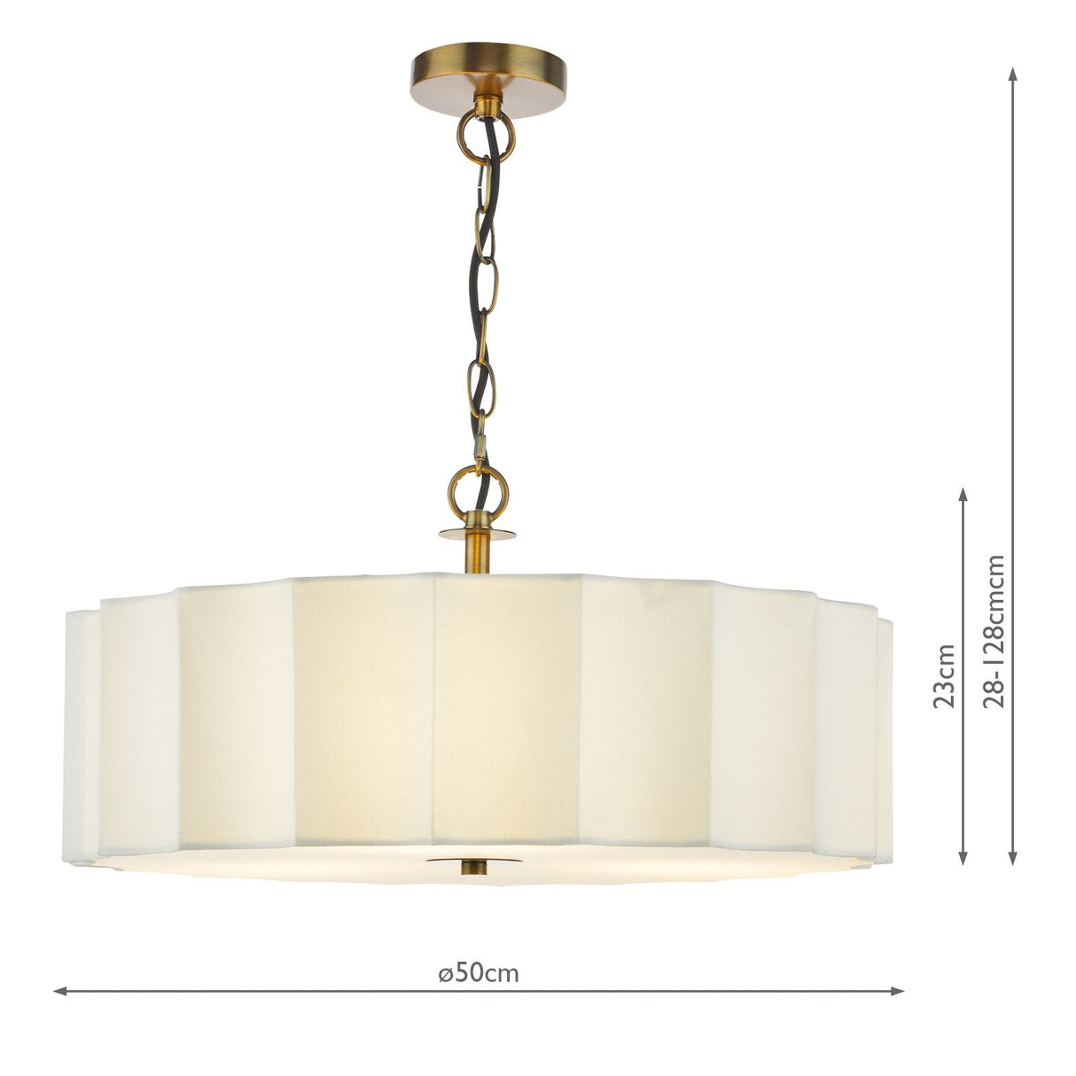 Noura 3 Light Pendant Ivory and Antique Bronze