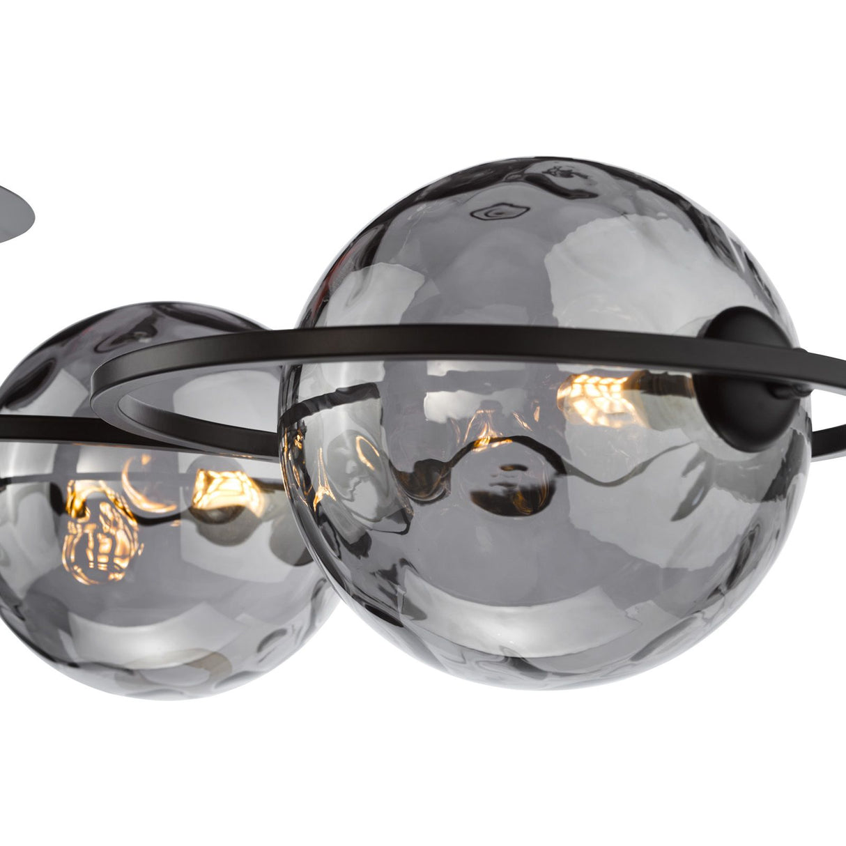 Olympus 4 Light Semi-Flush Matt Black With Smoked Dimpled Glass