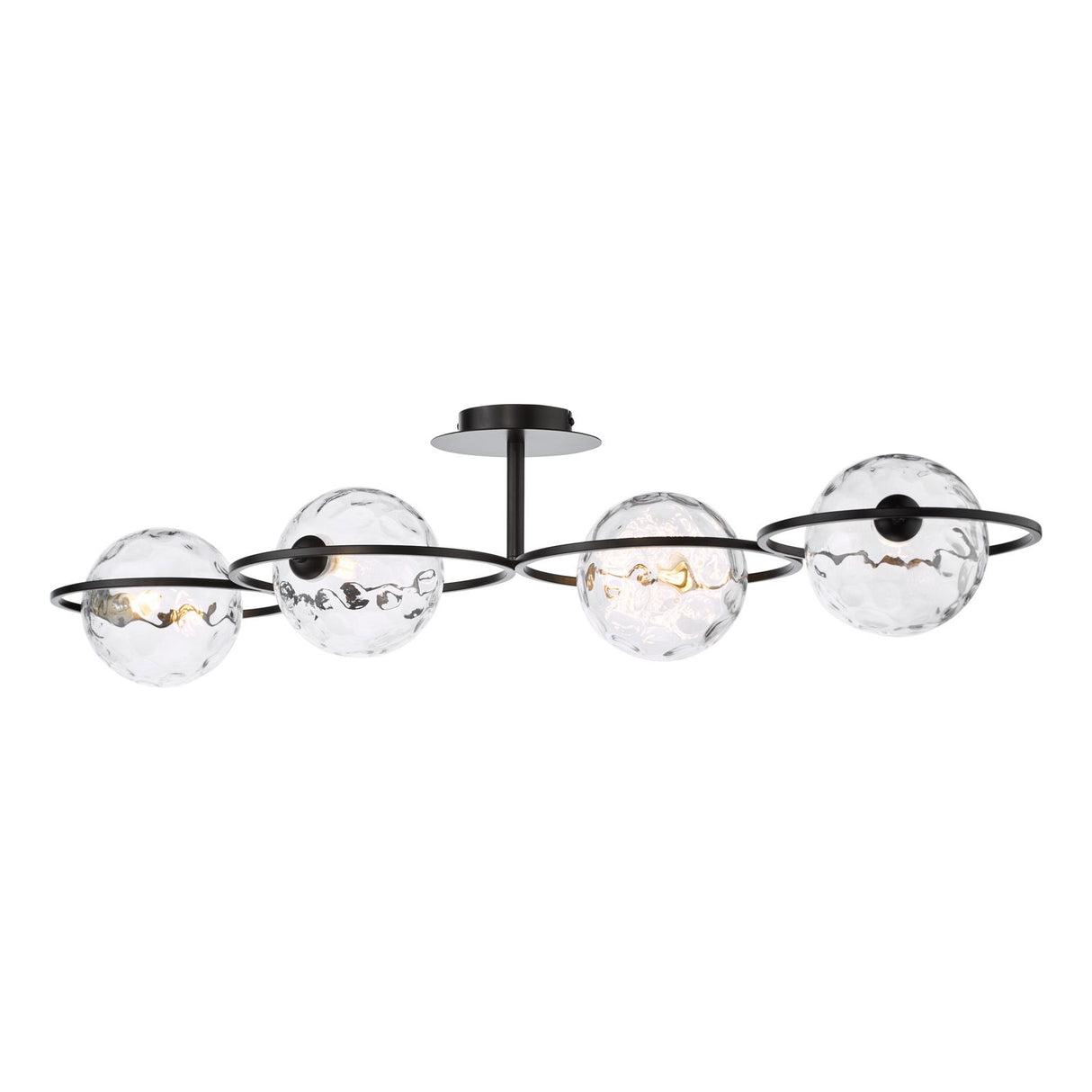 Olympus 4 Light Semi-Flush Matt Black With Clear Dimpled Glass