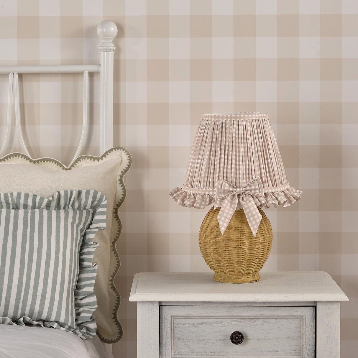 Omer Table Lamp Matt Taupe and Antique Brass With Shade