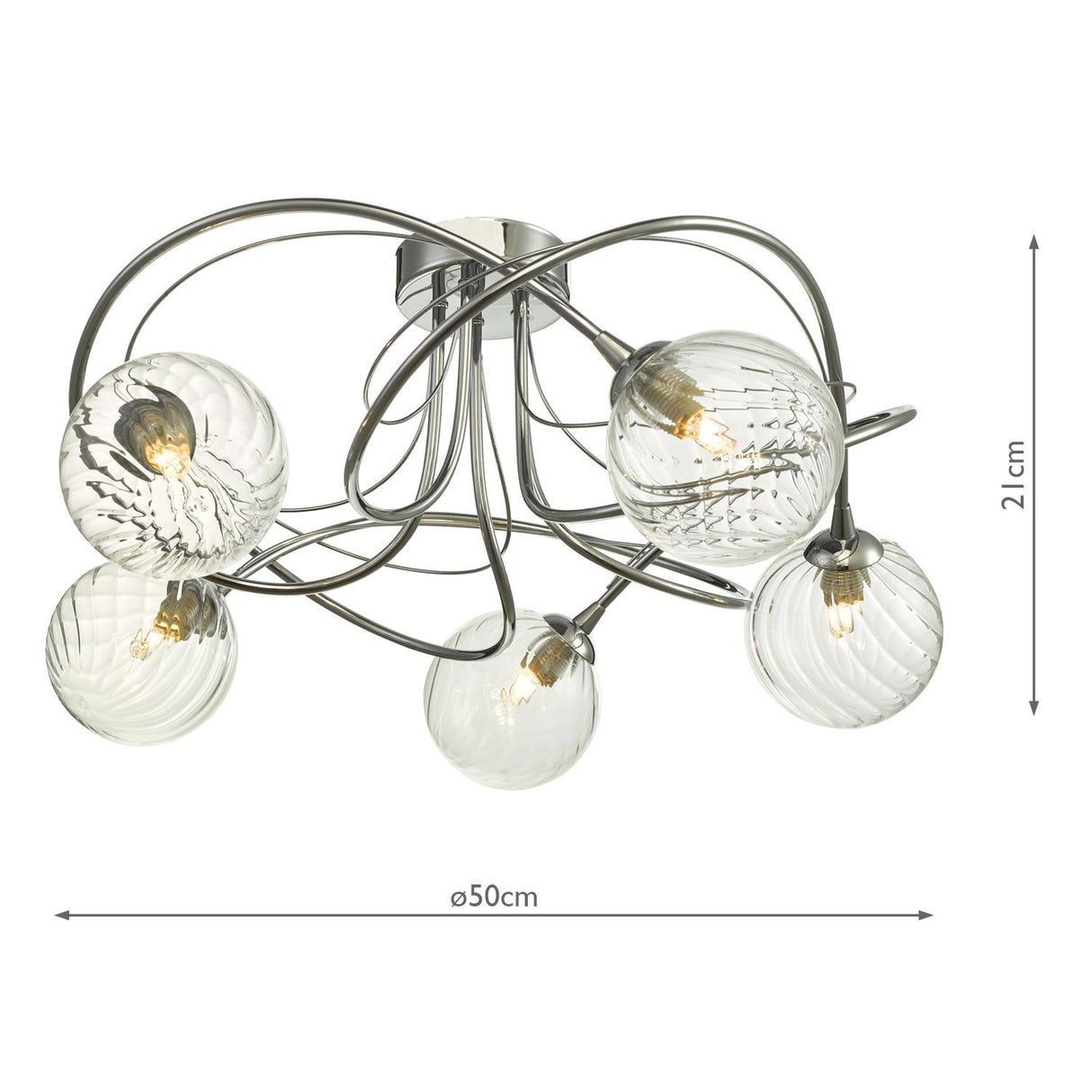 Onawa 5lt Semi Flush Polished Chrome With Twisted Glass