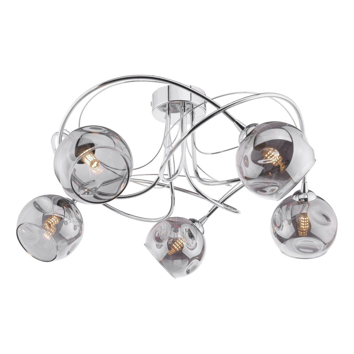 Onawa 5lt Semi Flush Polished Chrome With Organic Smoked Glass