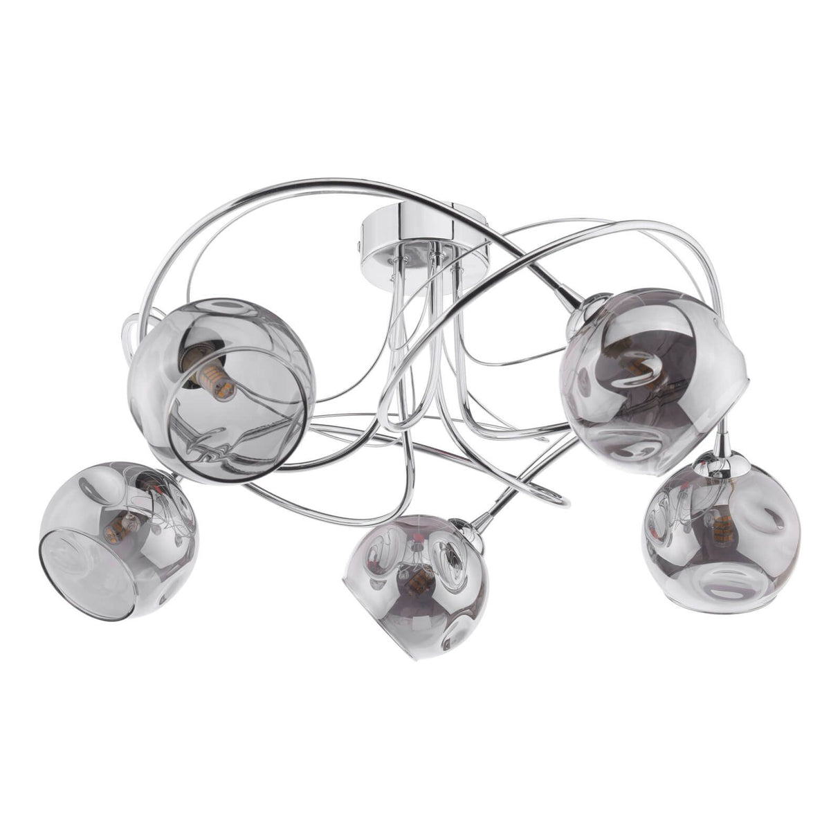 Onawa 5lt Semi Flush Polished Chrome With Organic Smoked Glass
