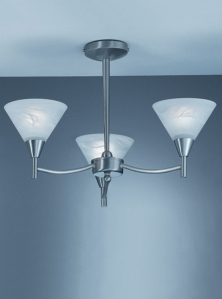 Elegant Satin Nickel Triple Light Ceiling Fixture
