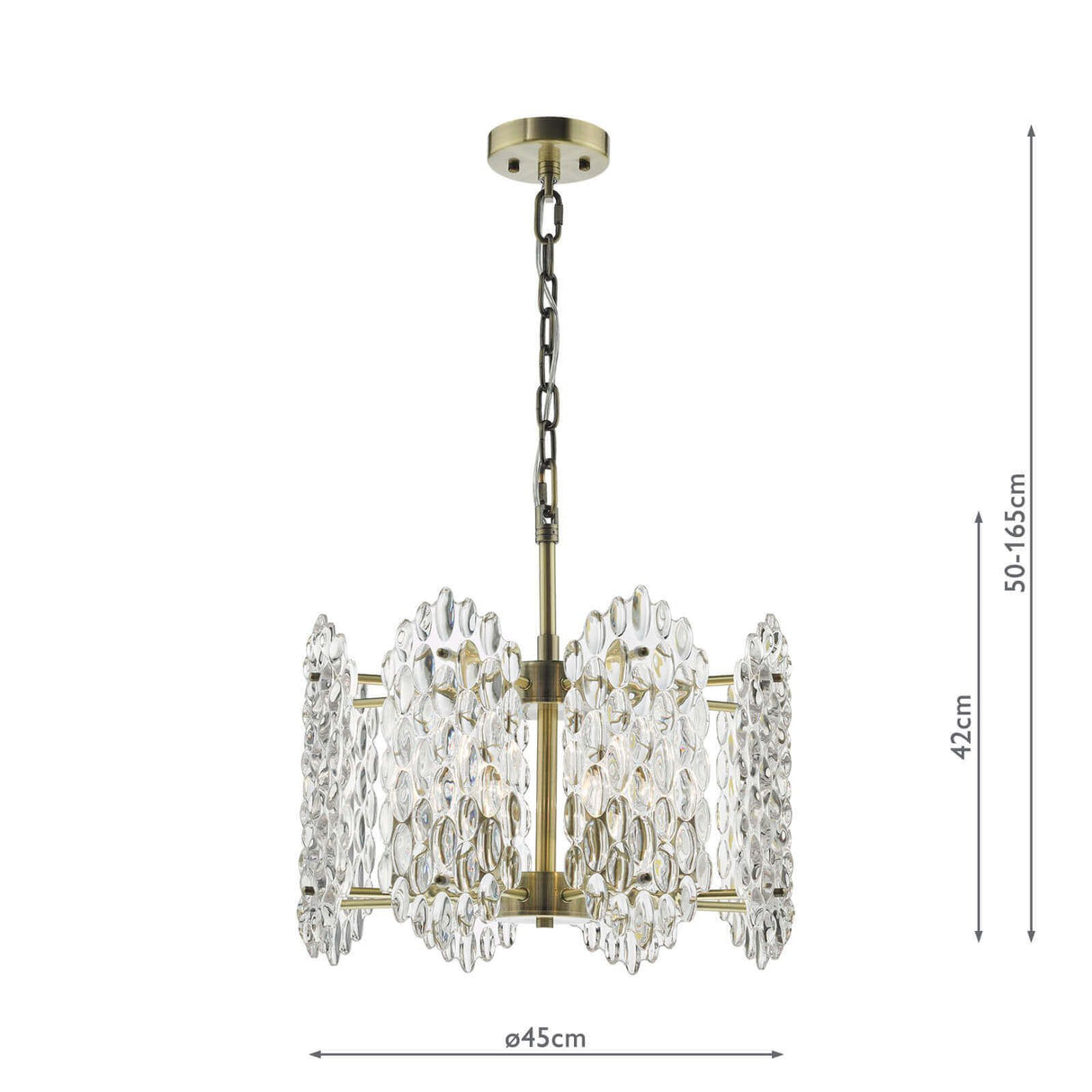 Porthos 8 Light Pendant Antique Brass and Glass