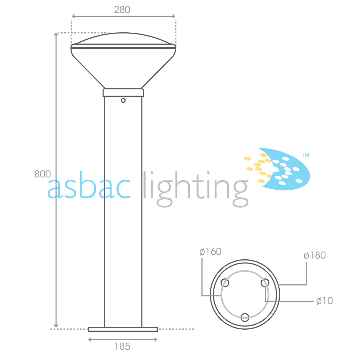 Portland 800 Root Mount Solar 3W LED 2700K/5000K, Vandal Resistant Solar Bollard, Black/Clear