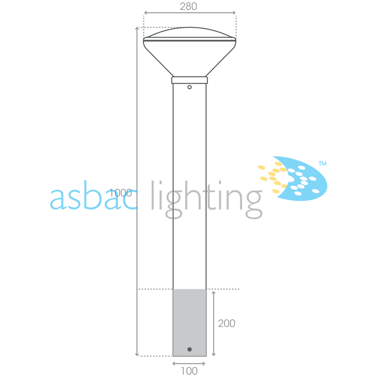 Portland 800 Root Mount Solar 3W LED 2700K/5000K, Vandal Resistant Solar Bollard, Black/Clear