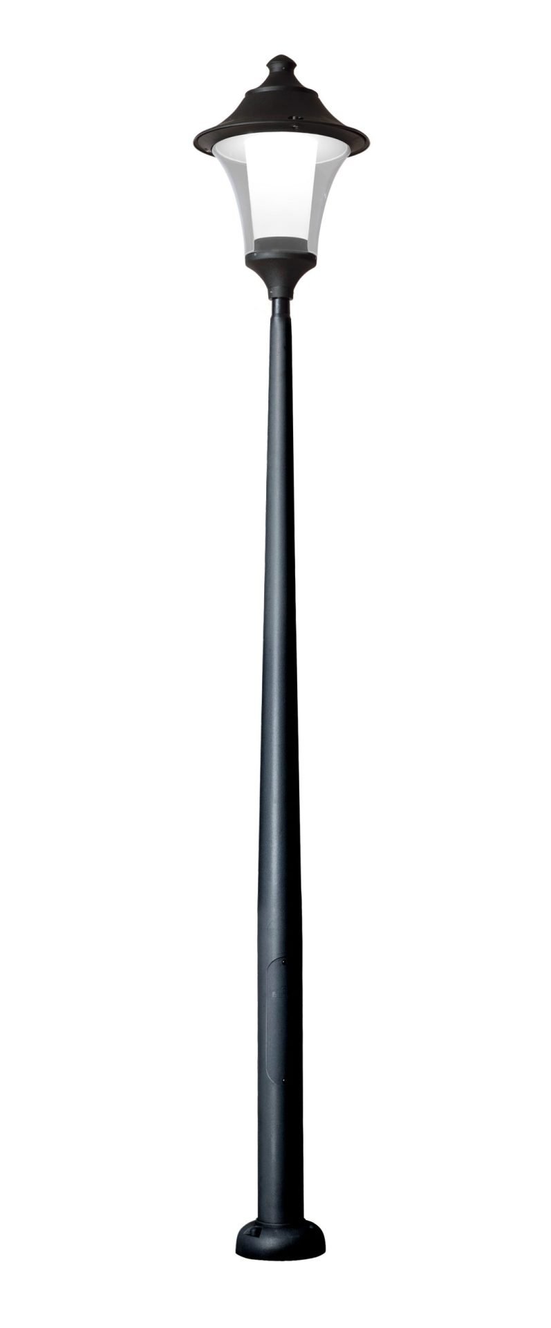 Remo 400 Akille 3000 50W E27 HighPower LED 4000K Assembled, Modern Post Lantern, Black/Clear