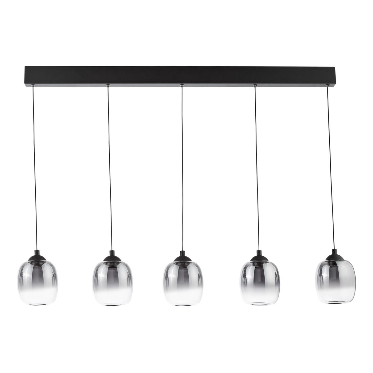 Ramona 5 Light Bar Pendant Matt Black and Smoked Ombre Glass LED