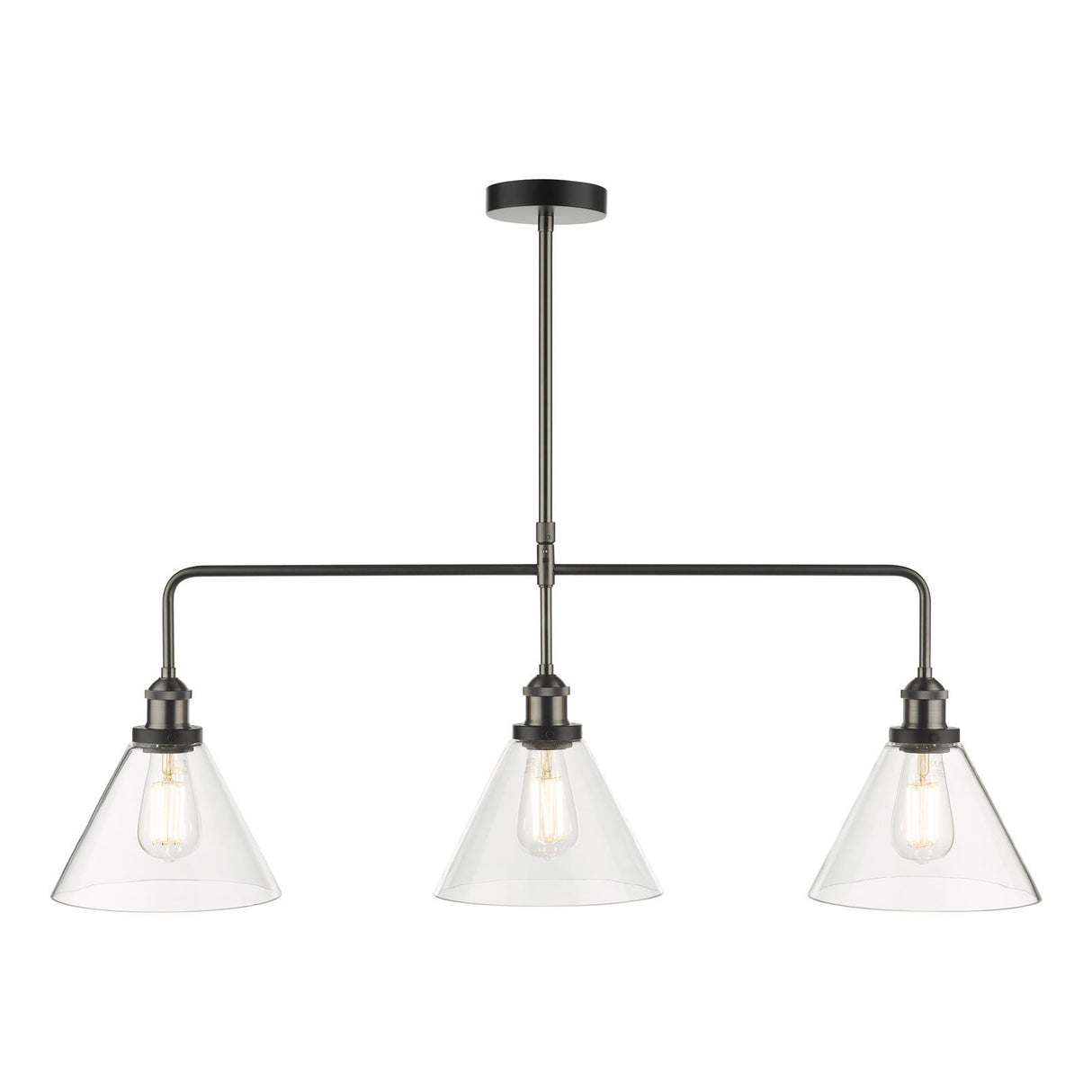 Ray 3 Light Bar Pendant Antique Nickel Clear Glass