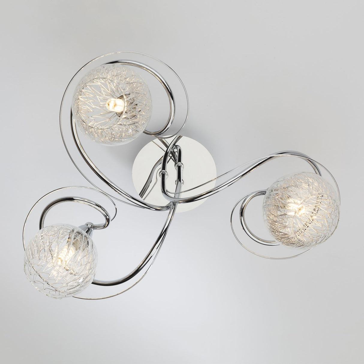 Rehan 3 Light Semi-Flush Polished Chrome and Ribbed Glass