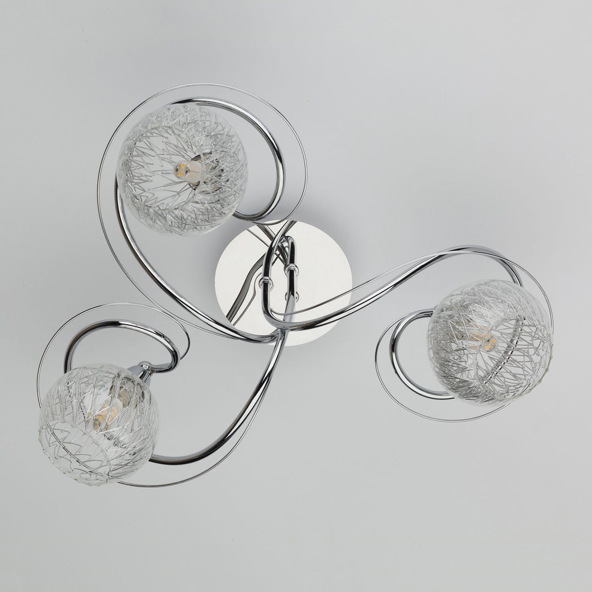 Rehan 3 Light Semi-Flush Polished Chrome and Ribbed Glass