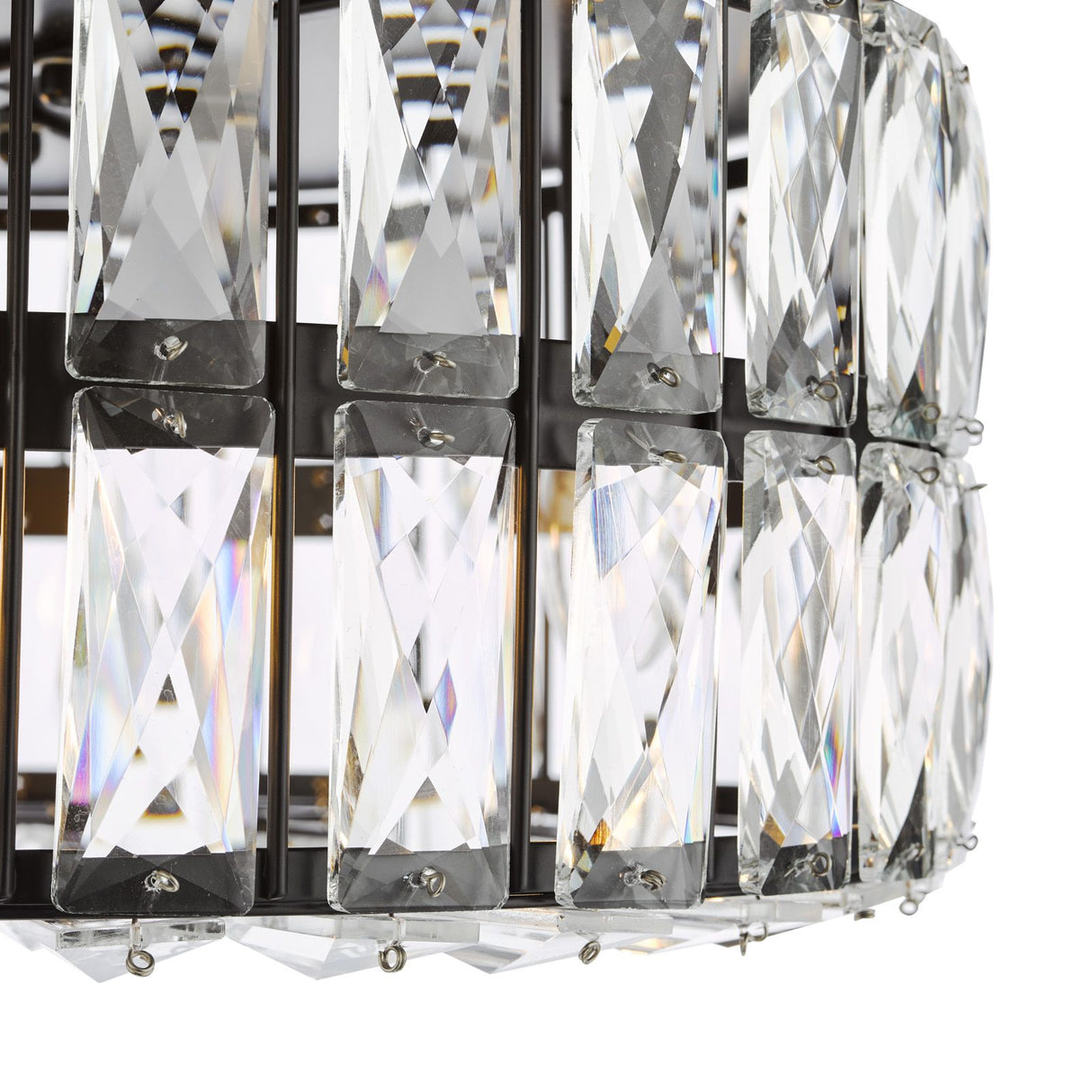 Relena 4 Light Flush Matt Black and Crystal