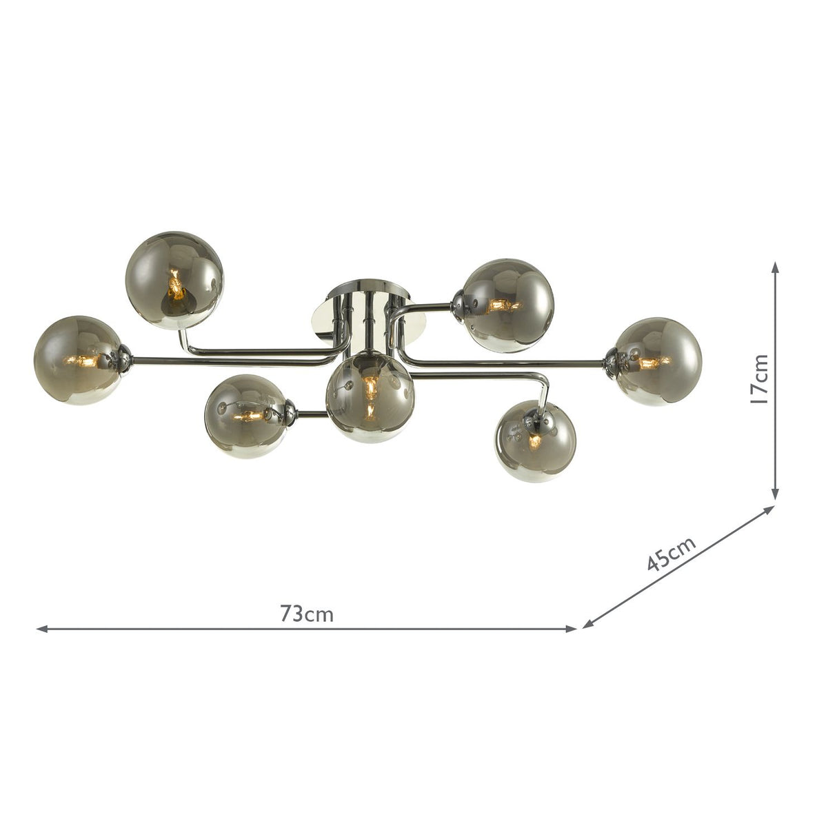 Reyna 7lt Semi Flush Polished Chrome With Smoked Glass