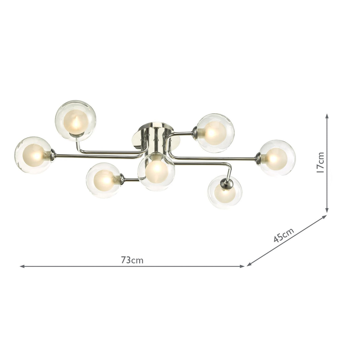 Reyna 7lt Semi Flush Polished Chrome With Clear/Opal Glass