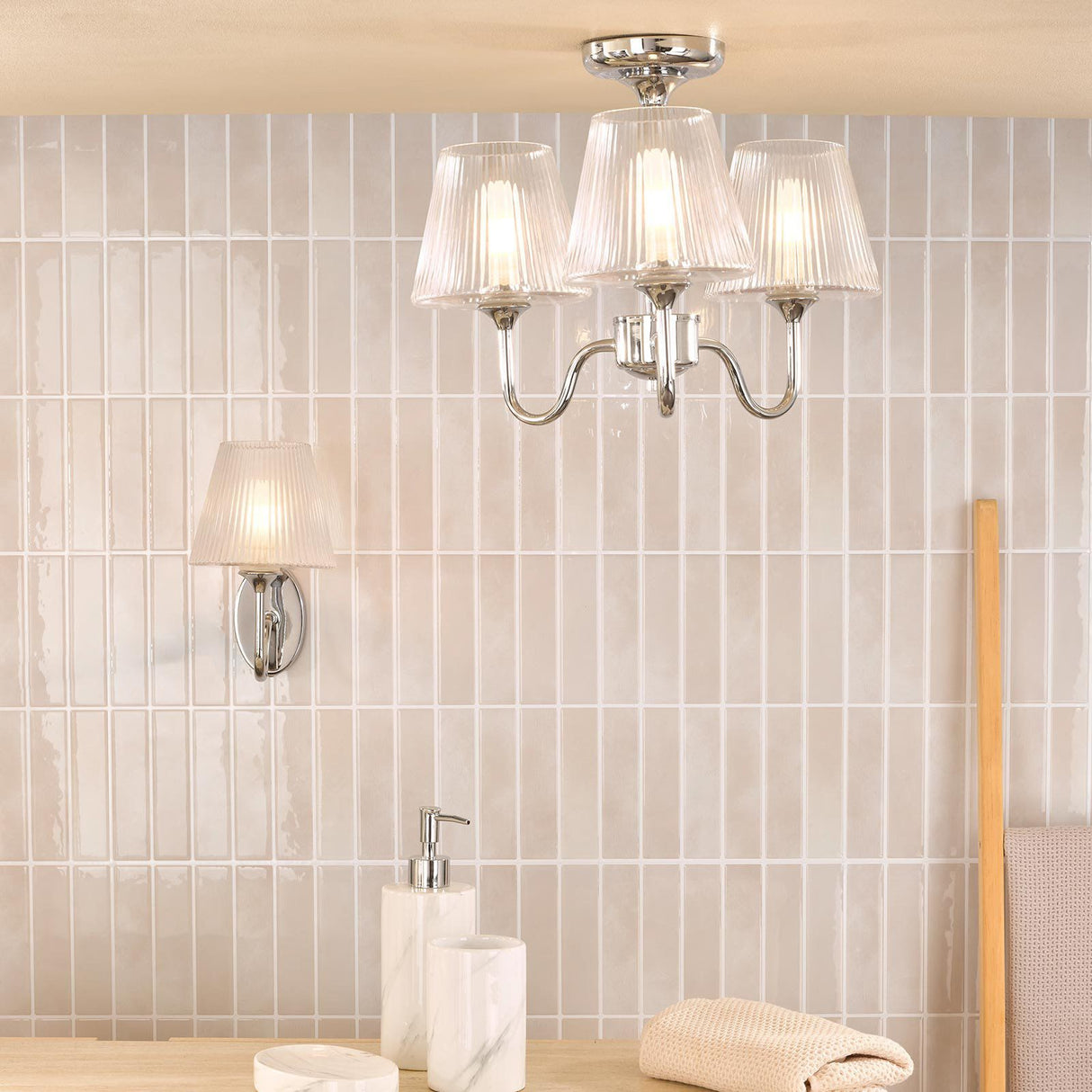 Rimaz Bathroom Wall Light Polished Chrome and Ribbed Glass IP44