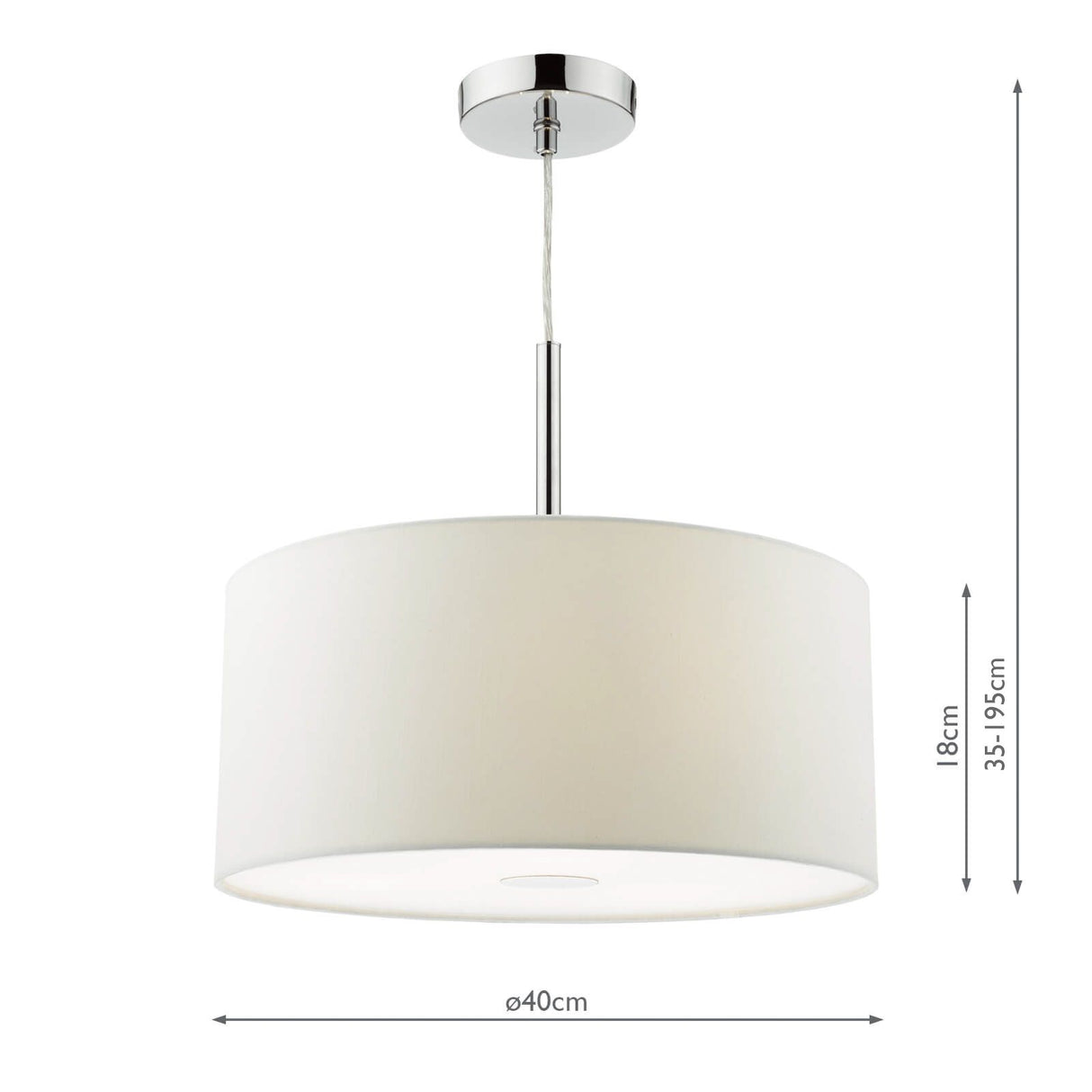 Ronda 3lt Pendant White Faux Silk Shade 40cm