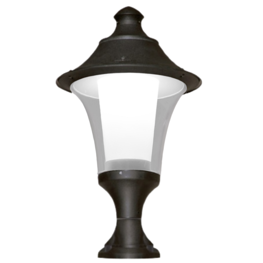 Remo 400 New Lot 50W E27 HighPower LED 4000K Assembled, Modern Pedestal Lantern, Black/Clear