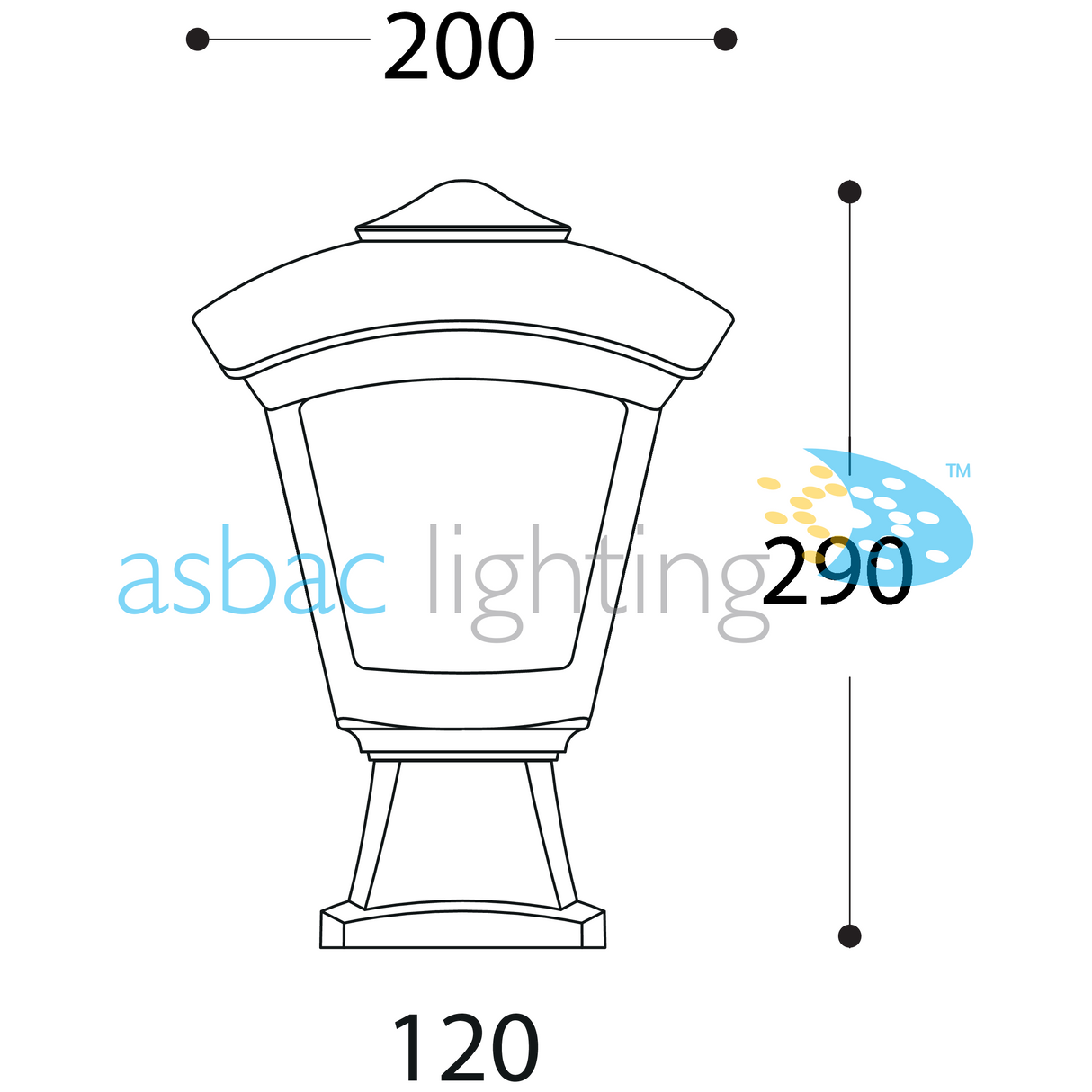 Roby Disma 8.5W E27 LED CCT, Modern Pedestal Lantern, Black/Clear