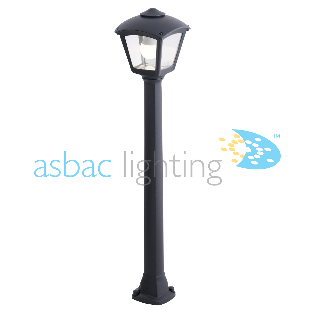 Roby Giaffa 8.5W E27 LED CCT, Modern Post Lantern, Black/Clear