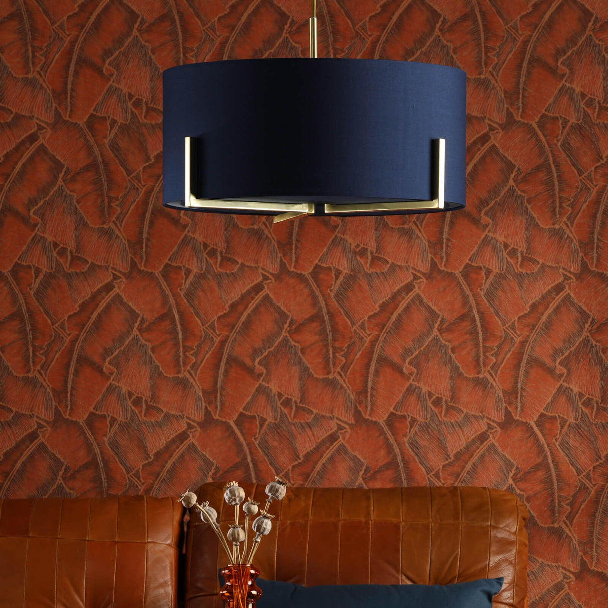 Santino Pendant Gold With Navy Cotton Shade