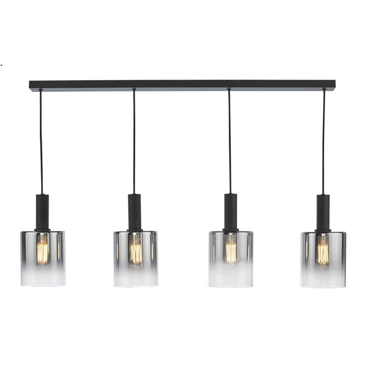Savannah 4 Light Bar Pendant Matt Black and Smoked Glass