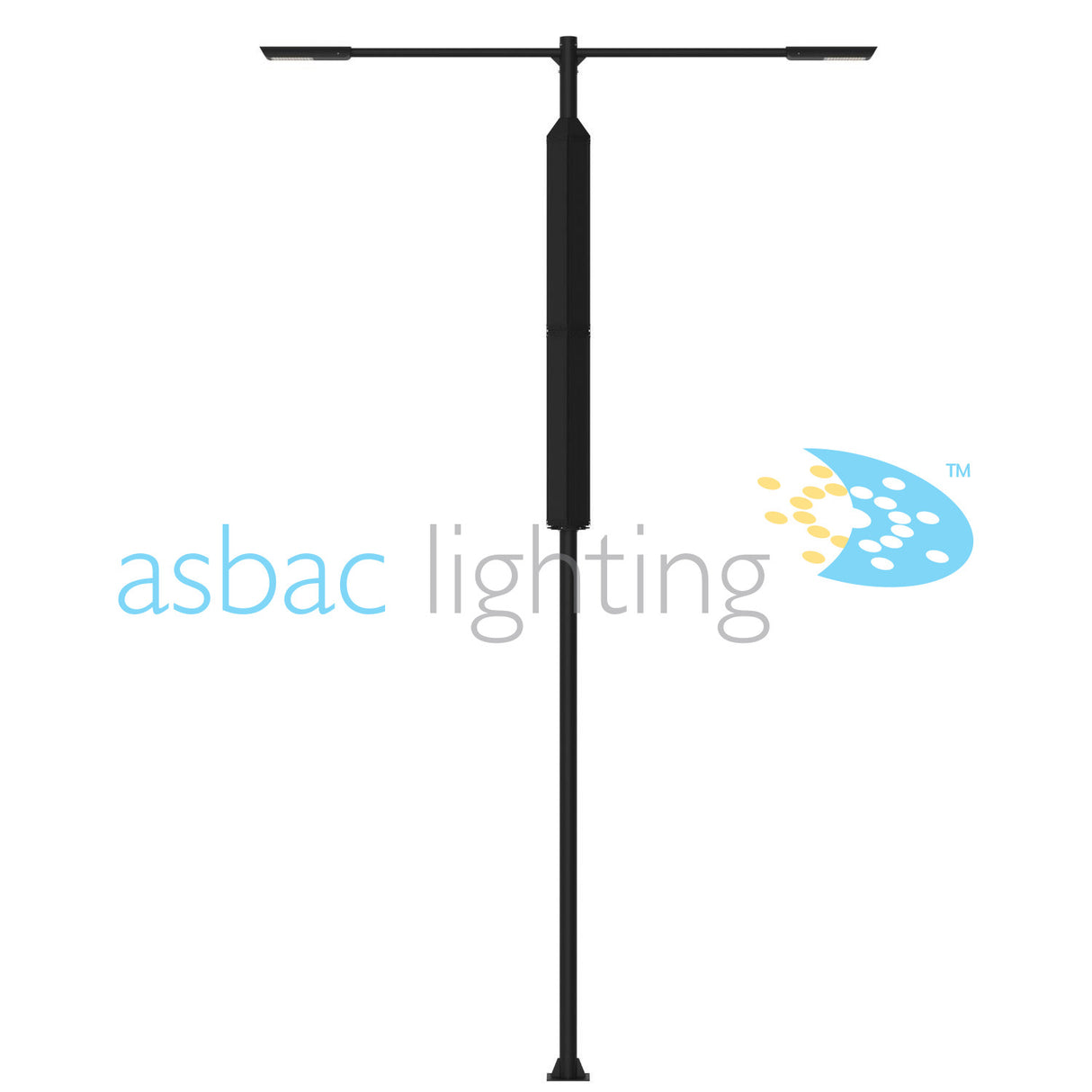 Regent Dual Solar 30W LED 5000K T3 Optic, Twin Solar Street Light, Black