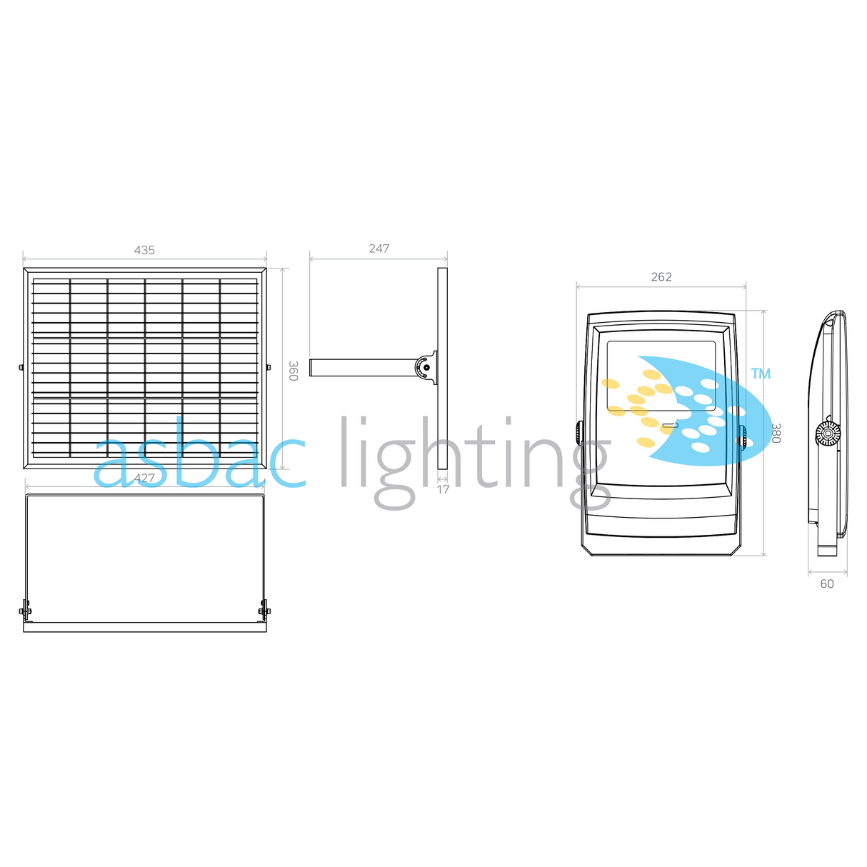 Greenwich Solar 15W LED 2700K, 37W Solar Panel, Solar Flood Light, Black