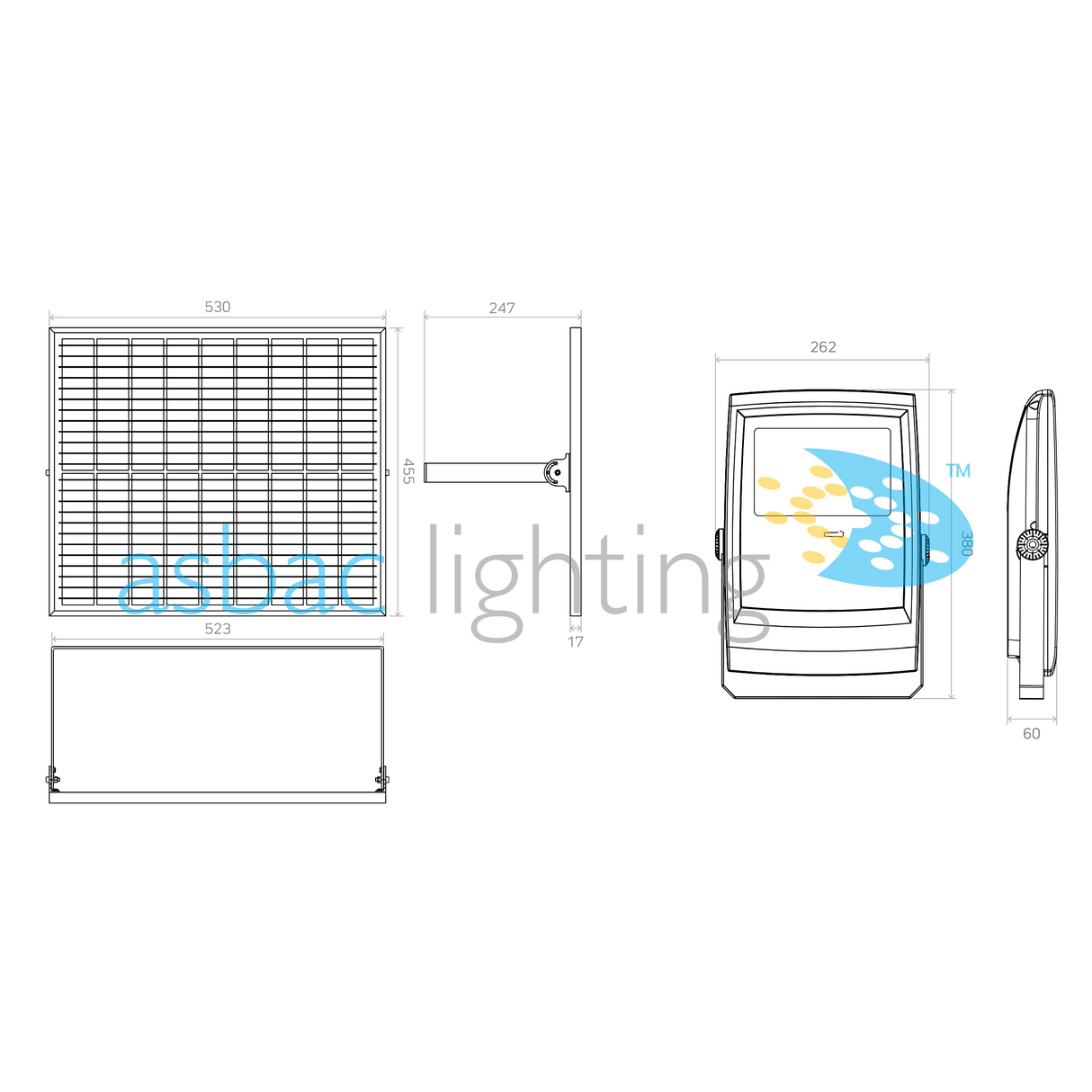 Greenwich Solar 30W LED 4000K, 55W Solar Panel, Solar Flood Light, Black