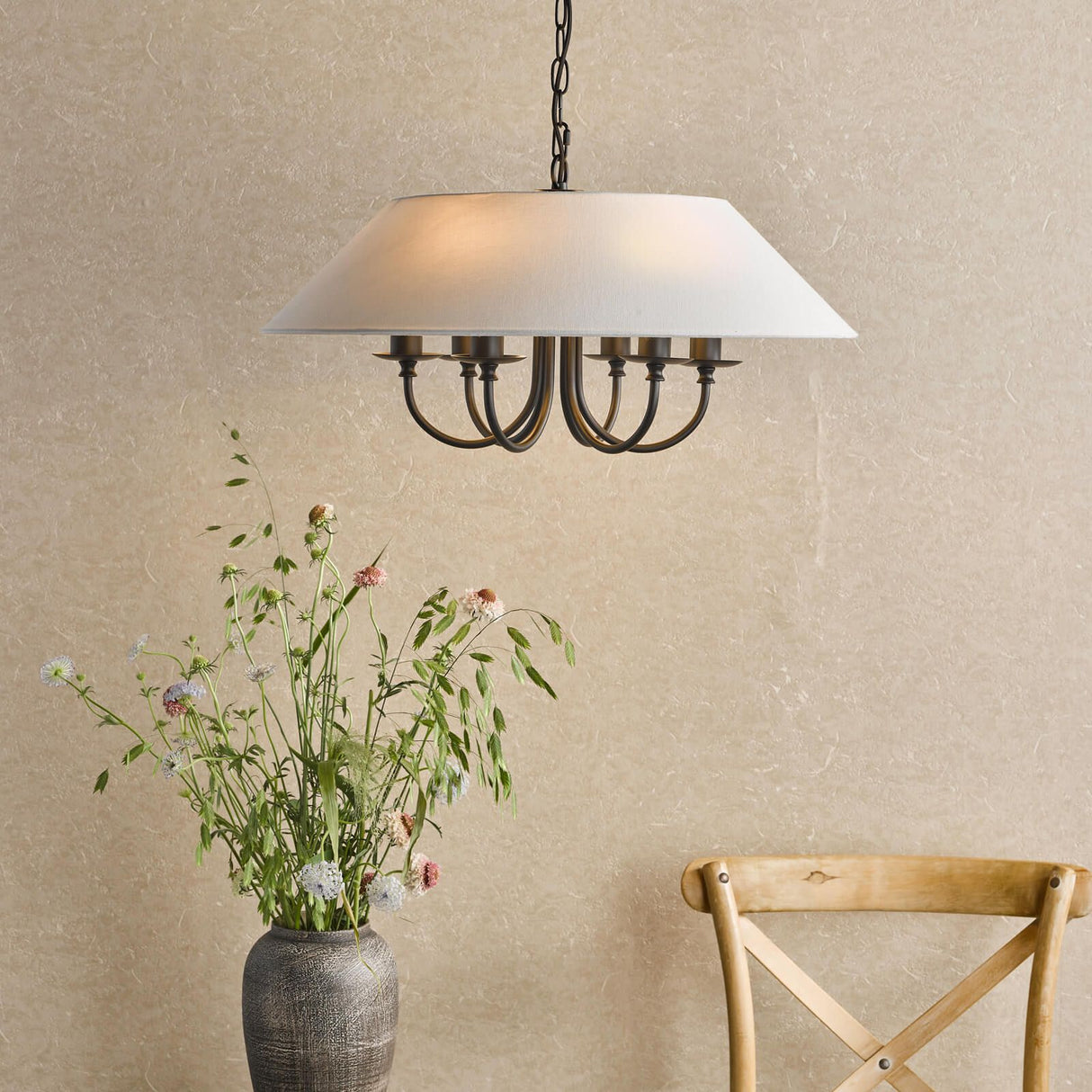 Sivan 6 Light Pendant Matt Black With Shade