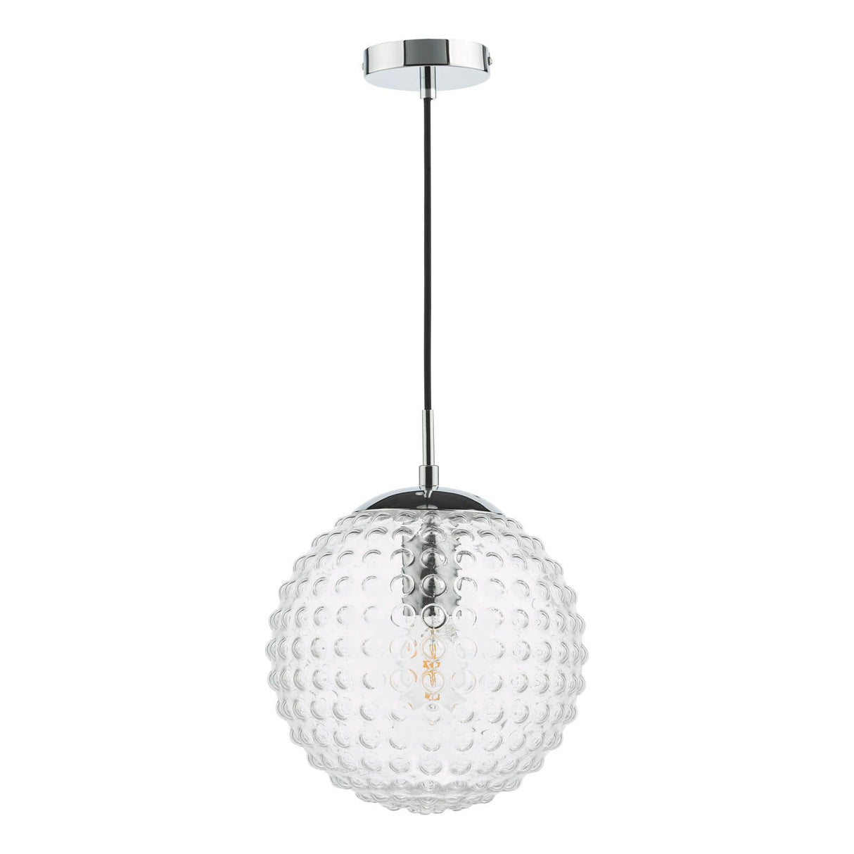 Hobnail Pendant Polished Chrome & Clear Glass