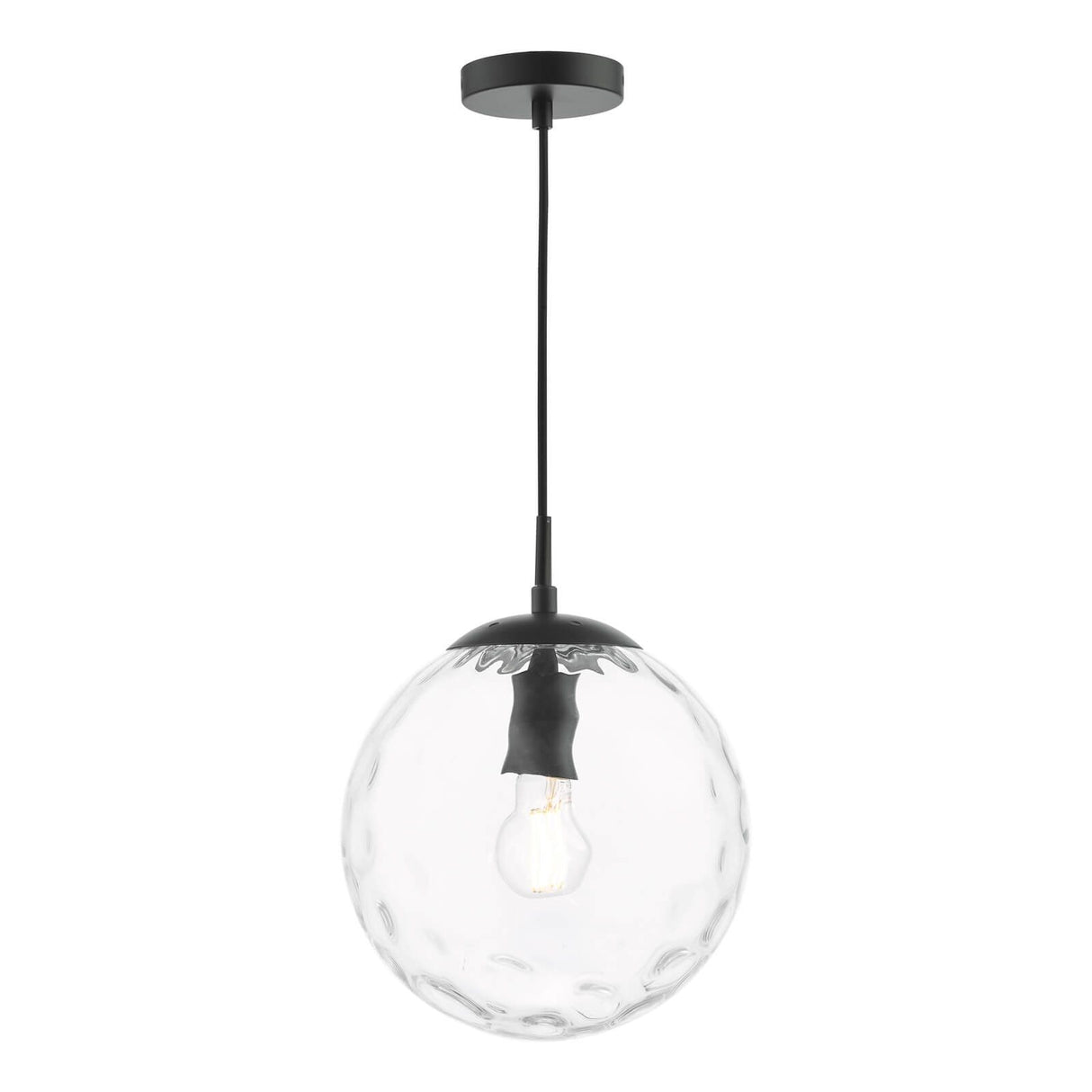 Ripple Pendant Matt Black & Clear Glass