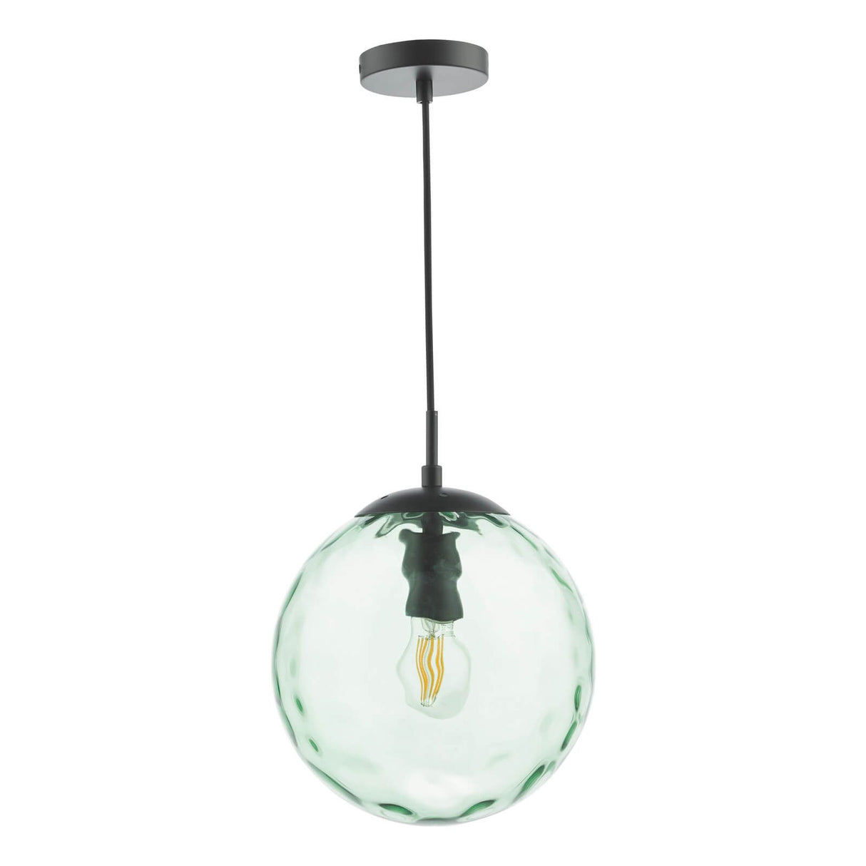 Ripple Pendant Matt Black & Green Glass