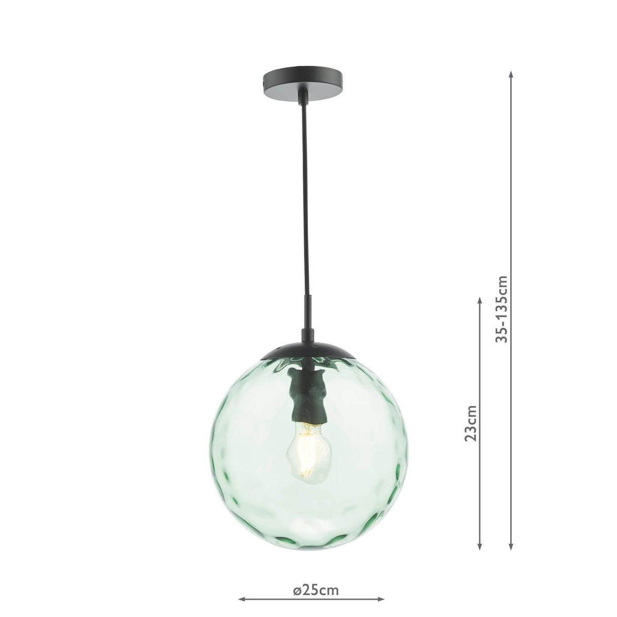 Ripple Pendant Matt Black & Green Glass