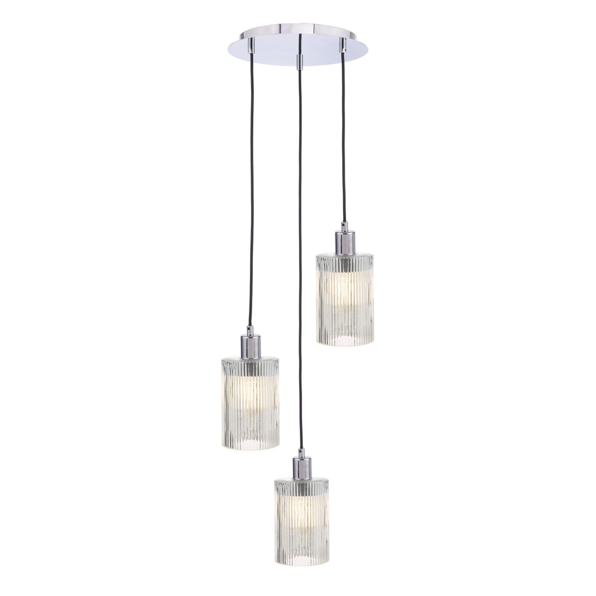 Accessories 3 Light Cluster Pendant Polished Chrome and Ribbed Glass