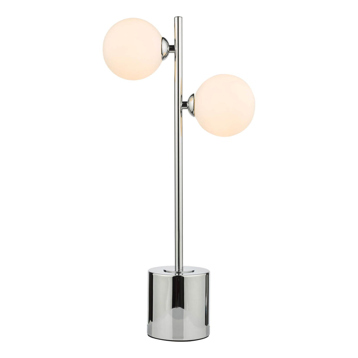 Spiral 2 Light Table Lamp Polished Chrome With Opal Glass