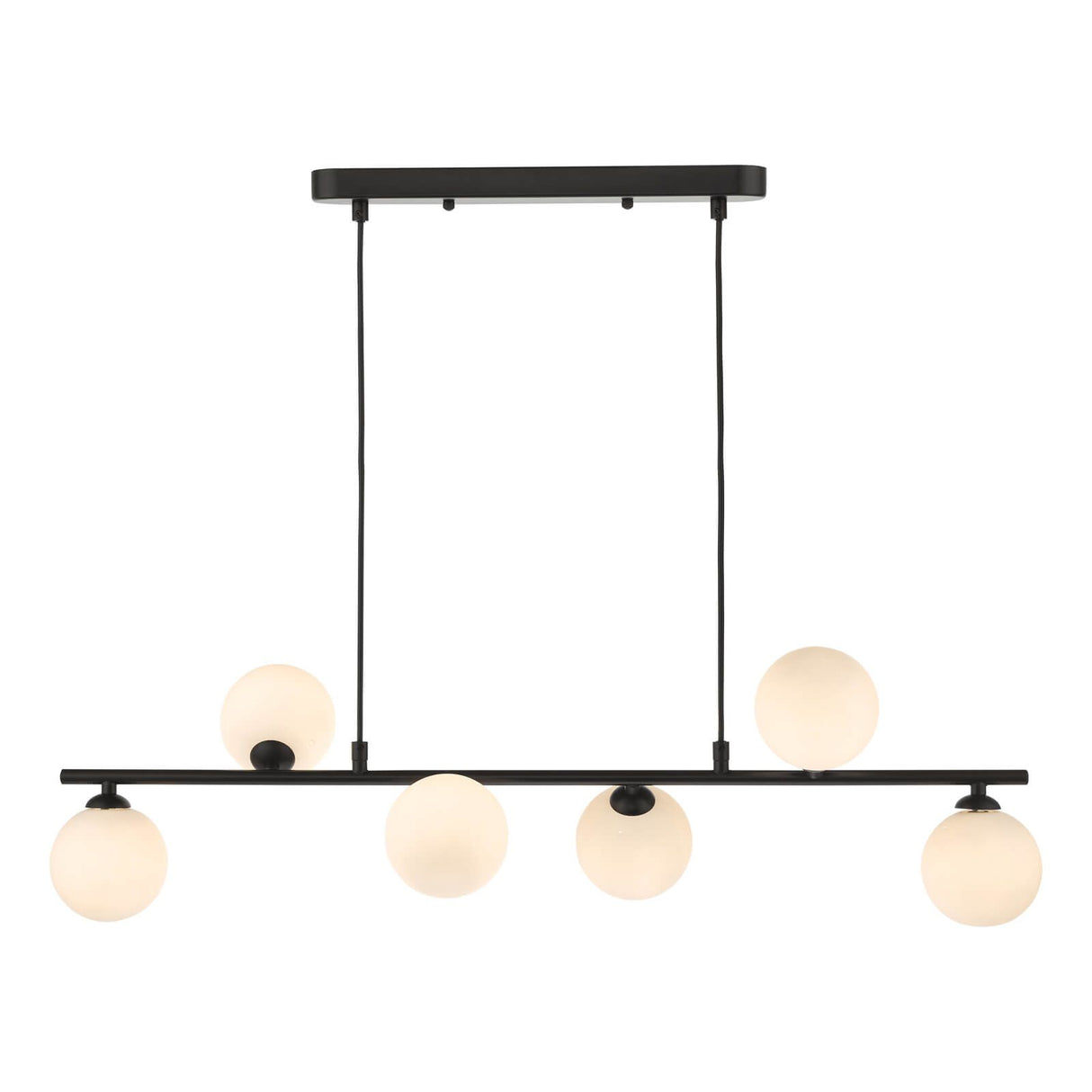 Spiral 6 Light Bar Pendant Matt Black With Opal Glass